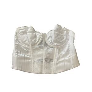 Lady‎ Manhattan Vintage White Romantic Floral Pin Stripe Corset Bra Lingere